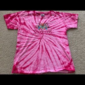 New Orleans Pink Tie Dye Girls SZ Medium Shirt